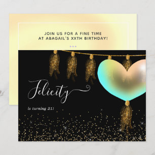 Rainbow and Gold Birthday Party Invitation