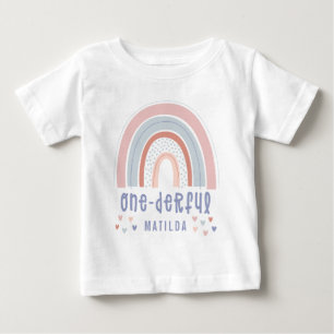 Rainbow and heart 1st birthday personalized baby T-Shirt