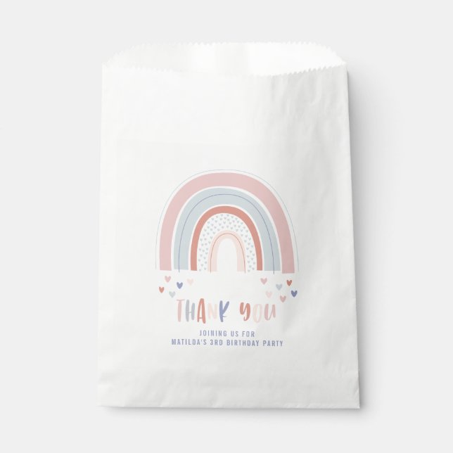 Rainbow and heart thank you favour favour bag (Front)