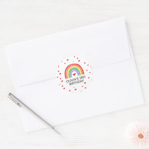 Rainbow and Hearts Birthday invite Envelope seal