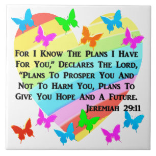 RAINBOW AND HEARTS JEREMIAH 29:11 TILE