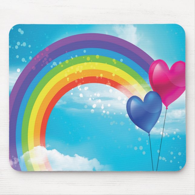 Rainbow and hearts mouse pad (Front)