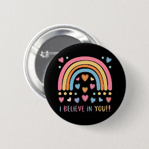 Rainbow and Hearts - Positive Message 2 Inch Round Button