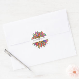Rainbow and leopard print personalized   classic round sticker