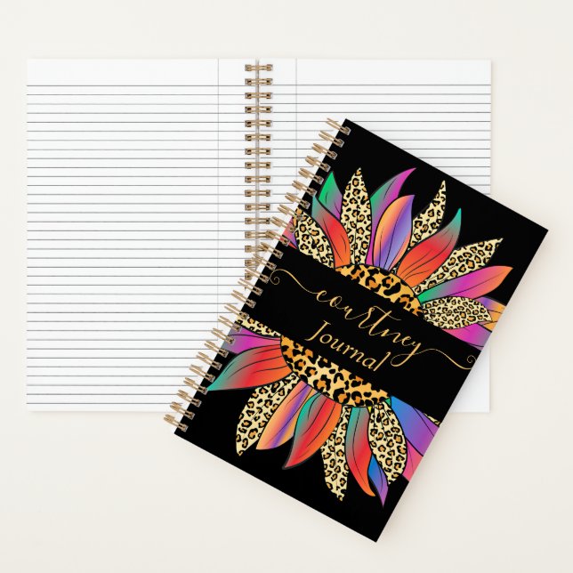 Rainbow and leopard print personalized  journal (Inside)