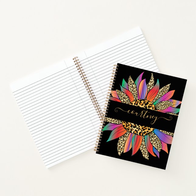 Rainbow and leopard print personalized  notebook (Inside)