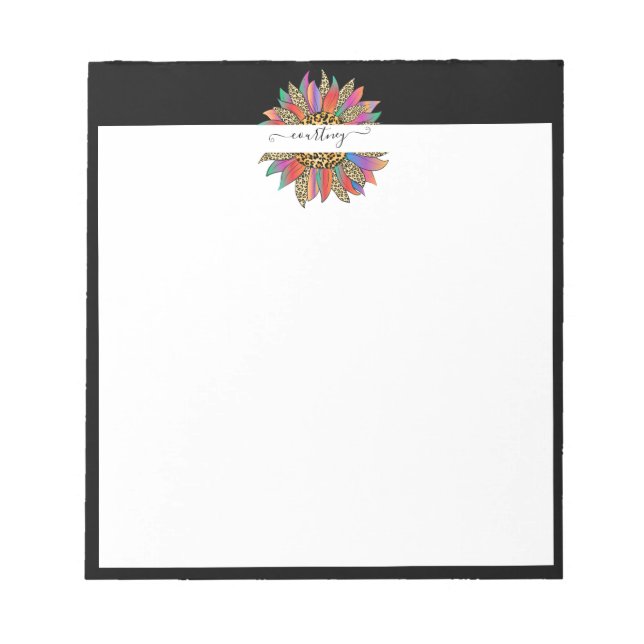 Rainbow and leopard print personalized   notepad (Front)