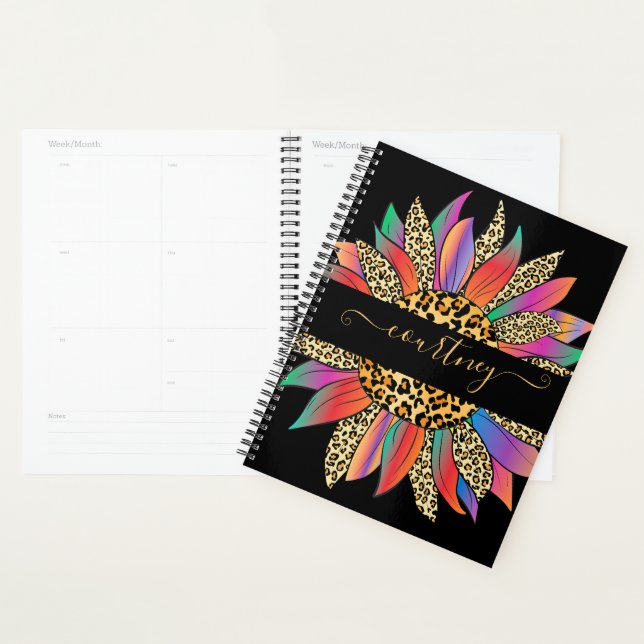 Rainbow and leopard print personalized   planner (Display)