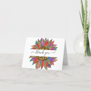 Rainbow and leopard print personalized   thank you card