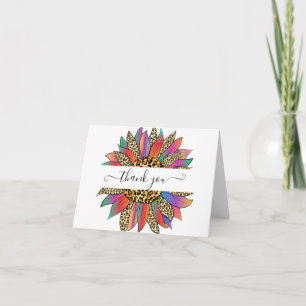 Rainbow and leopard print personalized thank you card
