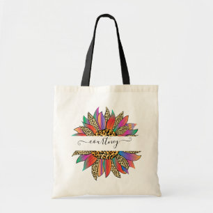 Rainbow and leopard print personalized tote bag