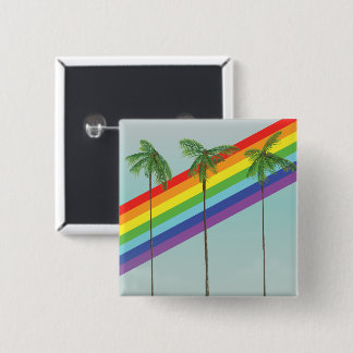 Rainbow and Palms 2 Inch Square Button