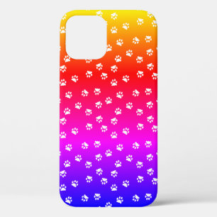 Rainbow and pawprints iPhone 12 case