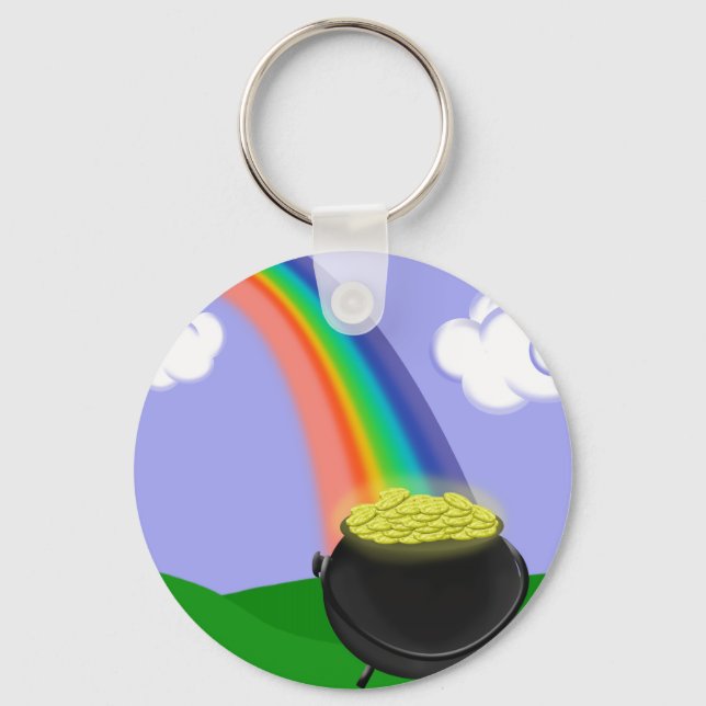 Rainbow and Pot of Gold Keychain (Front)