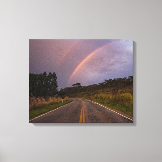 Rainbow And Road Canvas Print (Front)