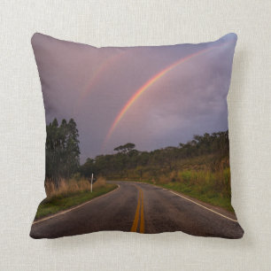 Rainbow And Road Throw Pillow
