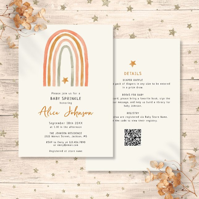 Rainbow And Star All In One Baby Sprinkle Shower Invitation (Rainbow And Star All In One Baby Sprinkle Shower Invitation)