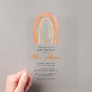 Rainbow And Star Boho Baby Sprinkle Shower Acrylic Invitations
