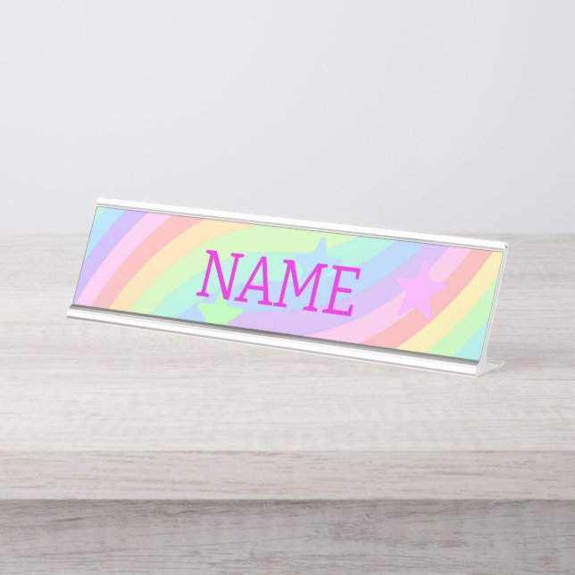 Rainbow and stars desk name plate (Front)