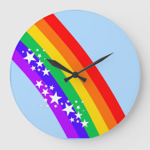Rainbow and Stars Large Clock