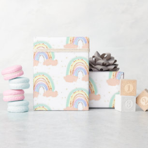 Rainbow and stars  wrapping paper