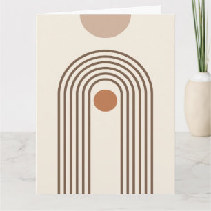 Rainbow and Sun, Boho Abstract Geometric Art Card