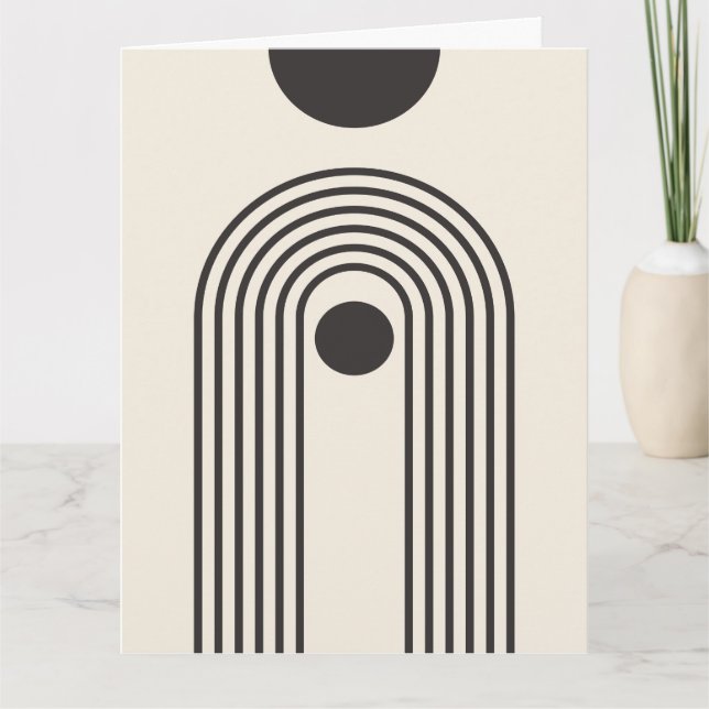 Rainbow and Sun, Boho Abstract Geometric Art Card (Front)