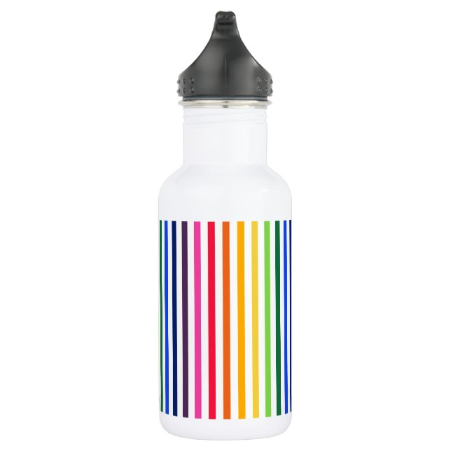 Rainbow and white stripes 532 ml water bottle (Right)