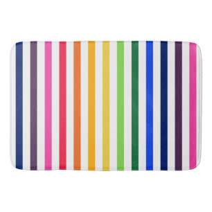 Rainbow and white stripes bath mat