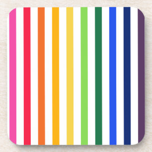 Rainbow and white stripes coaster