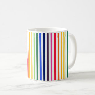 Rainbow and white stripes coffee mug