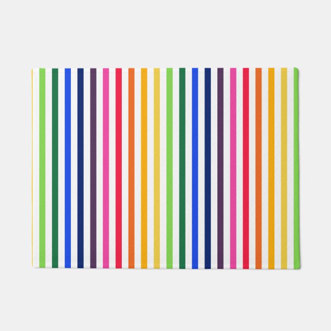 Rainbow and white stripes doormat (Front)