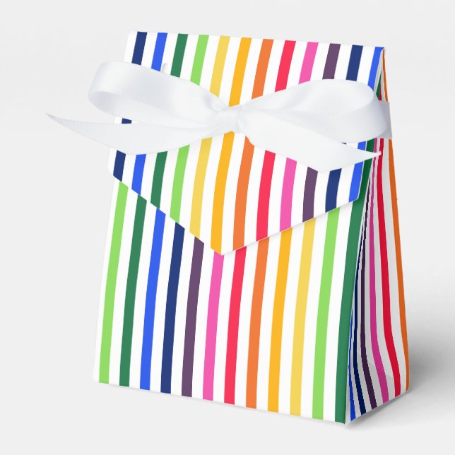 Rainbow and white stripes favor box (Front Side)