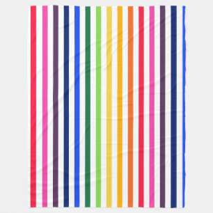 Rainbow and white stripes fleece blanket