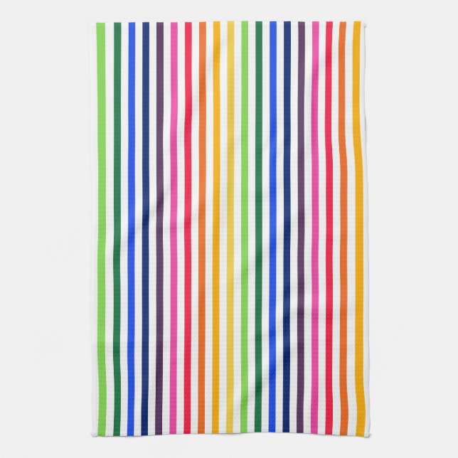 Rainbow and white stripes kitchen towel (Vertical)