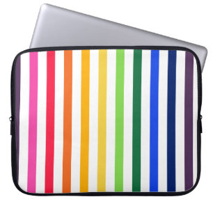 Rainbow and white stripes laptop sleeve