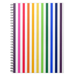 Rainbow and white stripes notebook