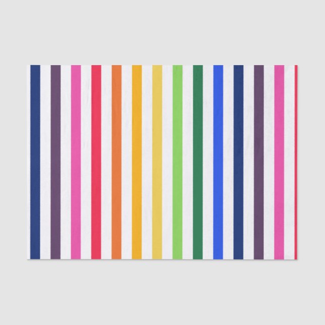 Rainbow and white stripes tissue paper (Front)