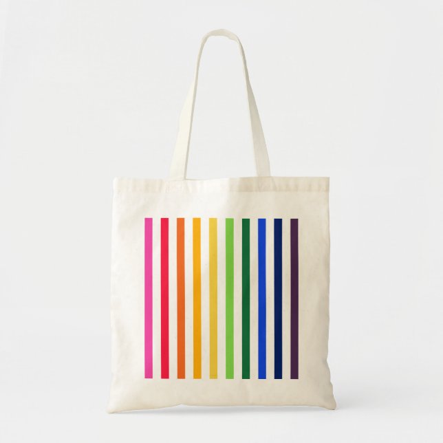 Rainbow and white stripes tote bag (Front)