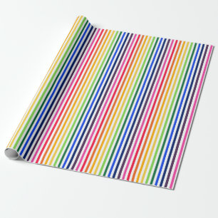 Rainbow and white stripes wrapping paper