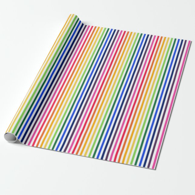 Rainbow and white stripes wrapping paper (Unrolled)
