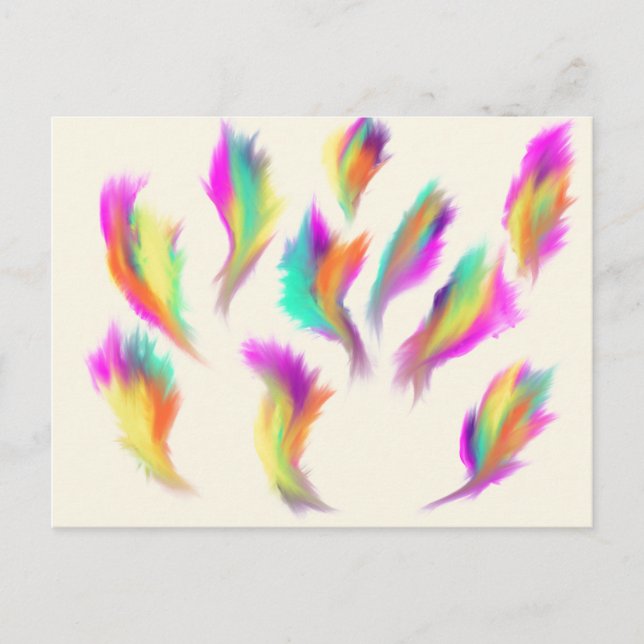 Rainbow Angel Feathers Christian Prophetic Art Postcard (Front)