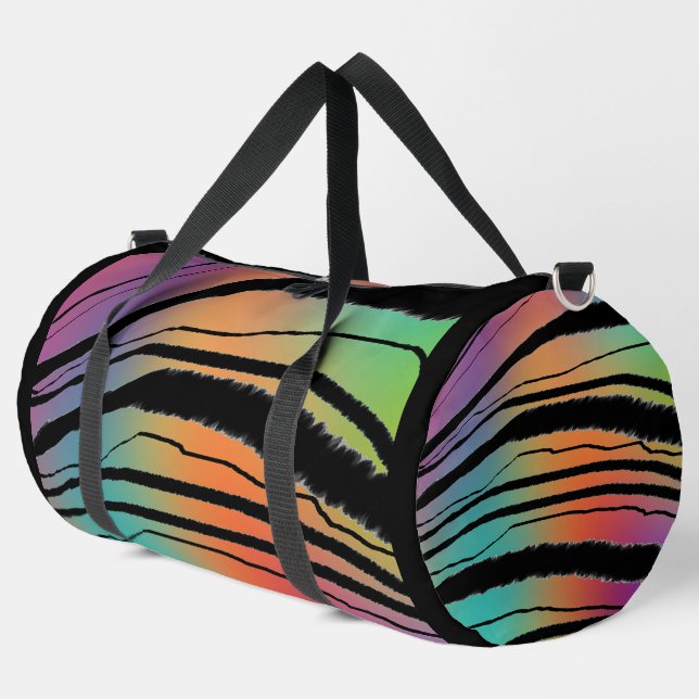 Rainbow Animal Print Athletic Gym Carry On  Duffle Bag (Left Corner)