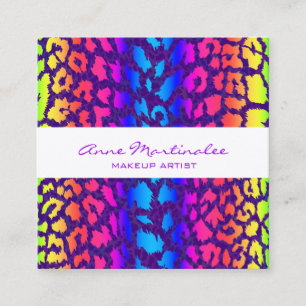 Rainbow Animal Print Square Business Card