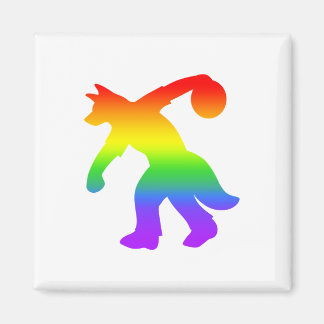 Rainbow Anthropomorphic Canine Bowling Magnet 0001