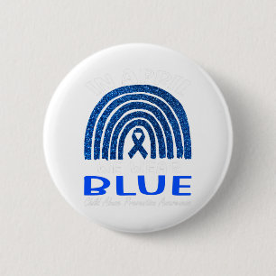 Rainbow April We Wear Blue Child Abuse Prevention 2 Inch Round Button