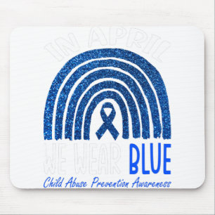 Rainbow April We Wear Blue Child Abuse Prevention Mouse Pad