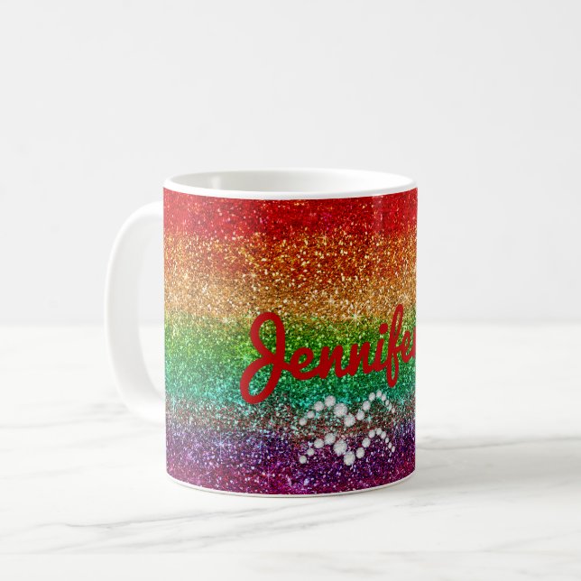 Rainbow Aquarius Rose Personalized  Coffee Mug (Front Left)