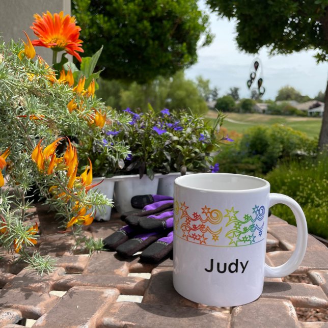 Rainbow Aquarius Star Sign Personalized Mug (Rainbow Aquarius Star Sign Personalized Mug for Judy)