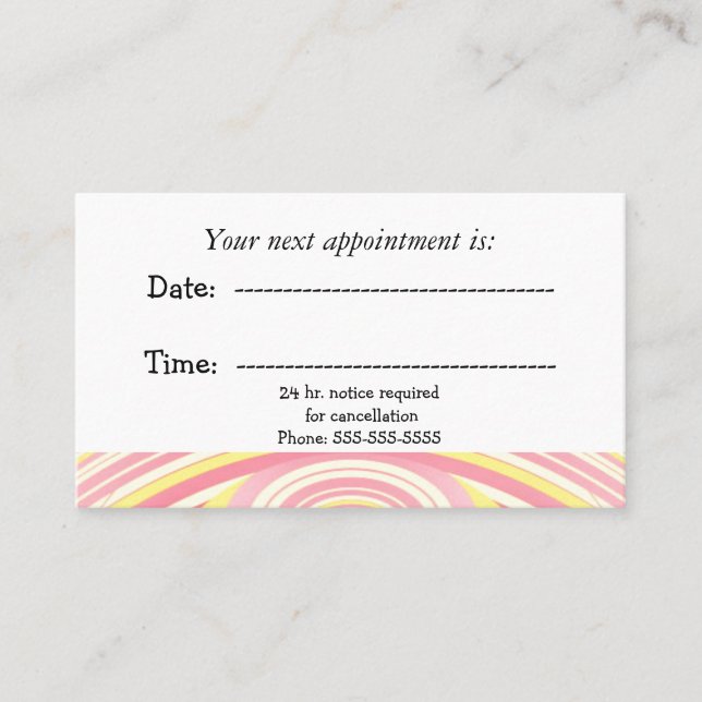Rainbow Arc Medical Appointment Card (Front)